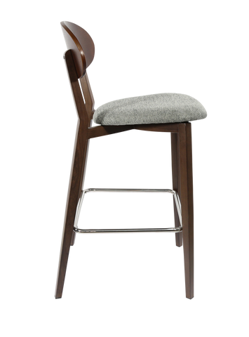 Durafurn Atlanta Barstool - Narrow Ply Backrest - Oak Frame/Black Vinyl Seat & Ply Backrest