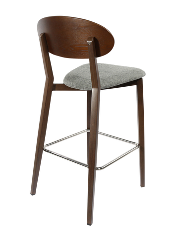 Durafurn Atlanta Barstool - Narrow Ply Backrest - Oak Frame/Black Vinyl Seat & Ply Backrest