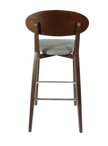 Durafurn Atlanta Barstool - Narrow Ply Backrest - Oak Frame/Black Vinyl Seat & Ply Backrest