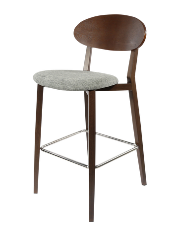 Durafurn Atlanta Barstool - Narrow Ply Backrest - Oak Frame/Black Vinyl Seat & Ply Backrest