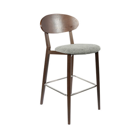 Durafurn Atlanta Barstool - Narrow Ply Backrest - Oak Frame/Black Vinyl Seat & Ply Backrest