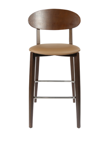 Durafurn Atlanta Barstool - Narrow Ply Backrest - Oak Frame/Black Vinyl Seat & Ply Backrest