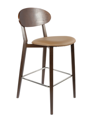 Durafurn Atlanta Barstool - Narrow Ply Backrest - Oak Frame/Black Vinyl Seat & Ply Backrest