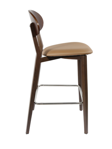 Durafurn Atlanta Barstool - Narrow Ply Backrest - Oak Frame/Black Vinyl Seat & Ply Backrest