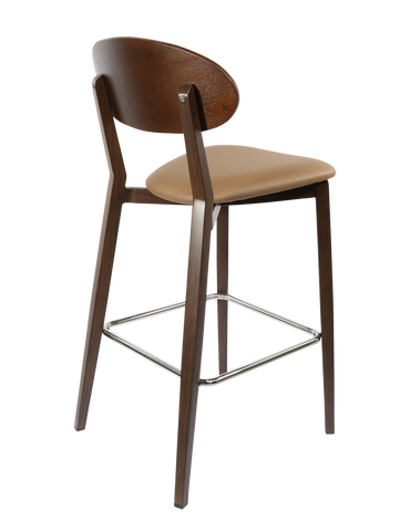 Durafurn Atlanta Barstool - Narrow Ply Backrest - Oak Frame/Black Vinyl Seat & Ply Backrest