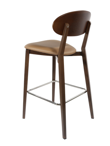 Durafurn Atlanta Barstool - Narrow Ply Backrest - Oak Frame/Black Vinyl Seat & Ply Backrest