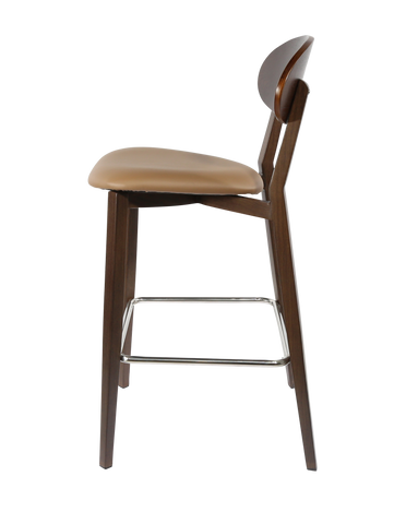 Durafurn Atlanta Barstool - Narrow Ply Backrest - Oak Frame/Black Vinyl Seat & Ply Backrest