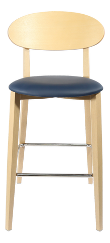 Durafurn Atlanta Barstool - Narrow Ply Backrest - Oak Frame/Black Vinyl Seat & Ply Backrest