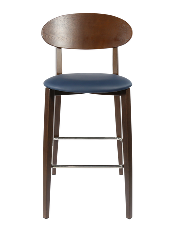 Durafurn Atlanta Barstool - Narrow Ply Backrest - Oak Frame/Black Vinyl Seat & Ply Backrest