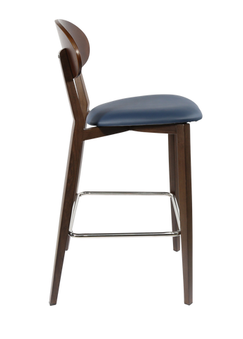 Durafurn Atlanta Barstool - Narrow Ply Backrest - Oak Frame/Black Vinyl Seat & Ply Backrest