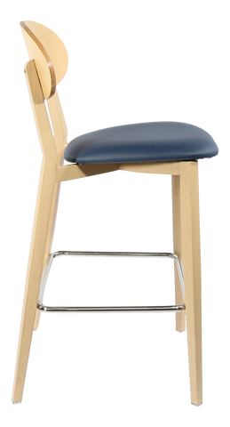 Durafurn Atlanta Barstool - Narrow Ply Backrest - Oak Frame/Black Vinyl Seat & Ply Backrest