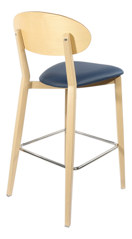 Durafurn Atlanta Barstool - Narrow Ply Backrest - Oak Frame/Black Vinyl Seat & Ply Backrest