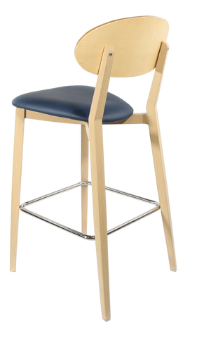 Durafurn Atlanta Barstool - Narrow Ply Backrest - Oak Frame/Black Vinyl Seat & Ply Backrest