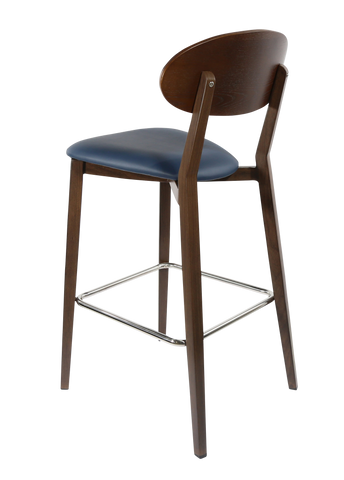 Durafurn Atlanta Barstool - Narrow Ply Backrest - Oak Frame/Black Vinyl Seat & Ply Backrest