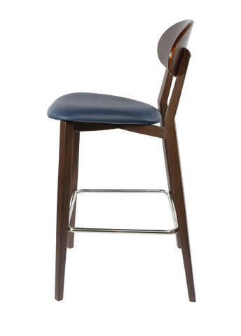 Durafurn Atlanta Barstool - Narrow Ply Backrest - Oak Frame/Black Vinyl Seat & Ply Backrest