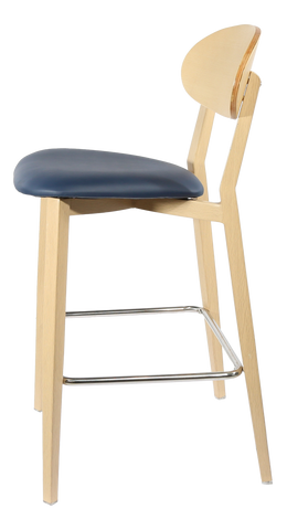 Durafurn Atlanta Barstool - Narrow Ply Backrest - Oak Frame/Black Vinyl Seat & Ply Backrest