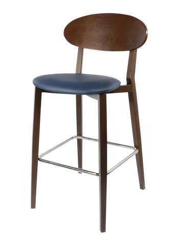 Durafurn Atlanta Barstool - Narrow Ply Backrest - Oak Frame/Black Vinyl Seat & Ply Backrest