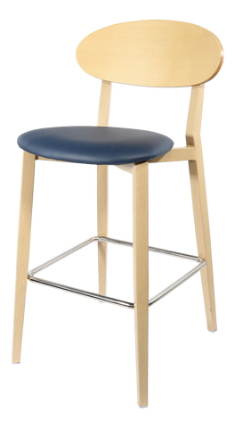 Durafurn Atlanta Barstool - Narrow Ply Backrest - Oak Frame/Black Vinyl Seat & Ply Backrest