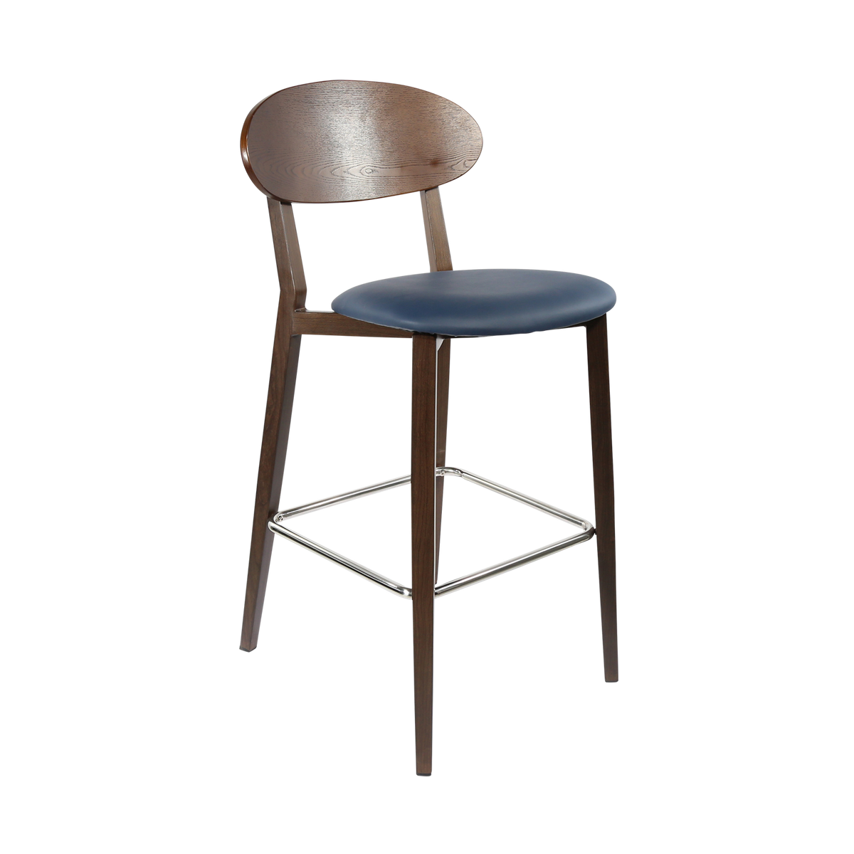 Durafurn Atlanta Barstool - Narrow Ply Backrest - Oak Frame/Black Vinyl Seat & Ply Backrest