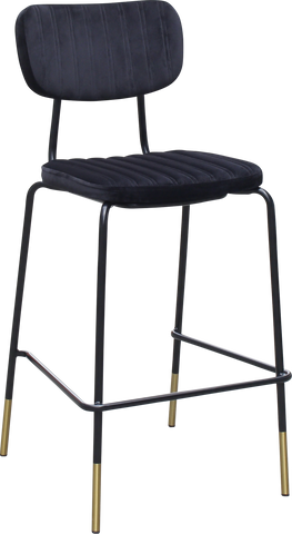 Durafurn Tiramisu Barstool - Black Frame with Brass Tip / Upholstered