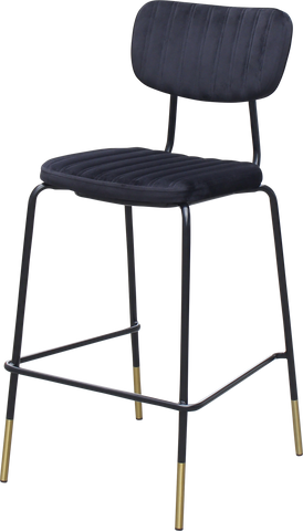 Durafurn Tiramisu Barstool - Black Frame with Brass Tip / Upholstered