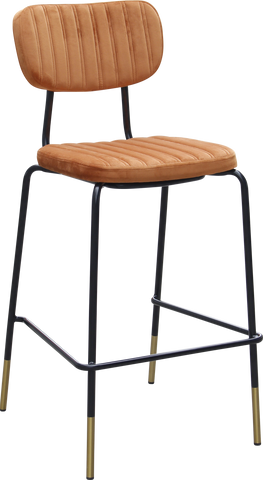 Durafurn Tiramisu Barstool - Black Frame with Brass Tip / Upholstered