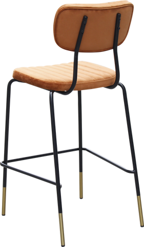 Durafurn Tiramisu Barstool - Black Frame with Brass Tip / Upholstered