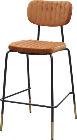 Durafurn Tiramisu Barstool - Black Frame with Brass Tip / Upholstered