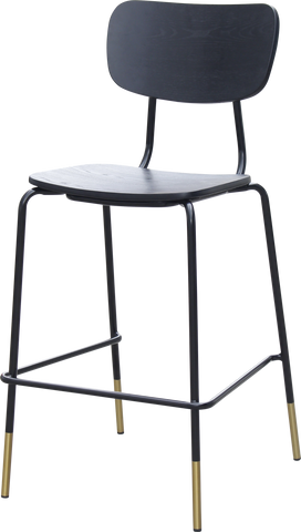 Durafurn Tiramisu Barstool - Black Frame with Brass Tip / Ply