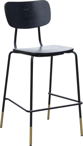 Durafurn Tiramisu Barstool - Black Frame with Brass Tip / Ply