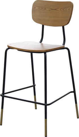 Durafurn Tiramisu Barstool - Black Frame with Brass Tip / Ply