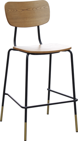 Durafurn Tiramisu Barstool - Black Frame with Brass Tip / Ply